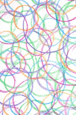 Pastel boya, yazı çemberleri, soyut yaratıcı çocukların arka planlarını karalıyor.