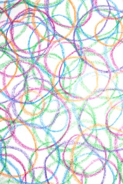 Pastel boya, yazı çemberleri, soyut yaratıcı çocukların arka planlarını karalıyor.