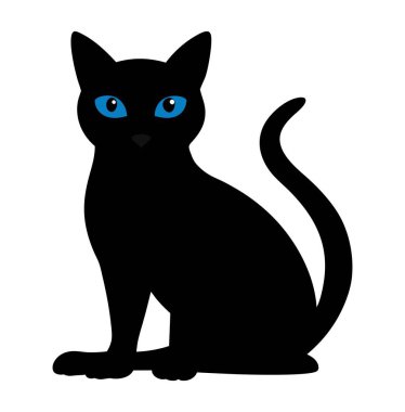 Şirin Siyah Kedi Silüeti (124; Hayvan ve Hayvan Vektörü EPS)