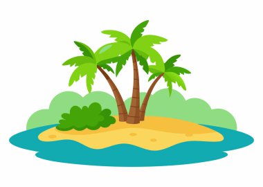 Beach Island Vector Illustration Isolated on White