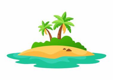 Beach Island Vector Illustration Isolated on White