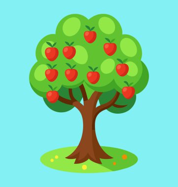 Fruit-Bearing Apple Tree | Orchard and Nature Vector EPS