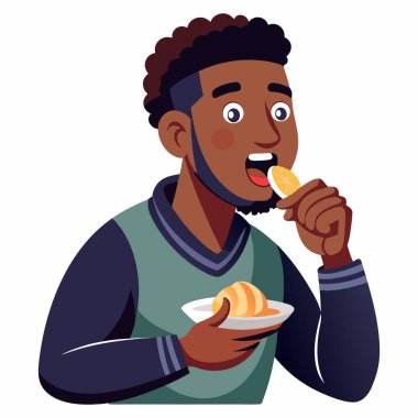 Male Character Dining Vector Illustration EPS