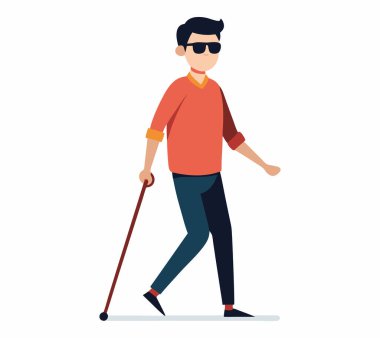 Koyu Gözlüklü Genç Kör Kafkas Adam Vektör İllüzyonu