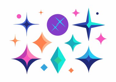 Işıltı Simgeleri Koleksiyonu (124; Yıldız Şekilleri Vektörü Kümesi)