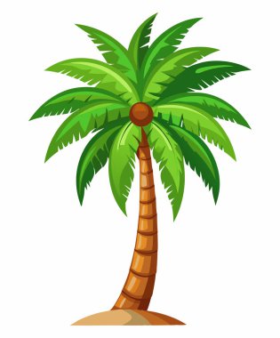 Single Coconut Tree Vector Illustration for Nature Design