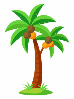 Yaz Tasarımı İçin Tropikal Hindistan Cevizi Ağacı Çizimi