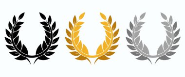 Zafer Vektör Simgeleri Laurel Çelengi seti (124- Beyaz Arkaplan EPS)