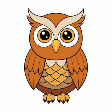 Beyaz Arkaplanda Baykuş Vektör İllüstrasyonu çizgi filmi