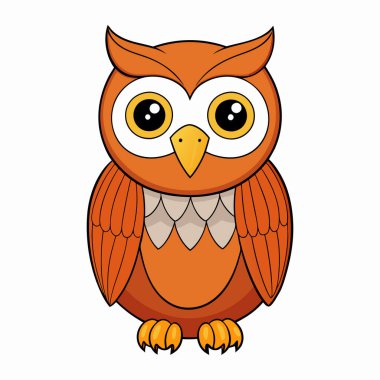 Şirin Baykuş Grafiği: 124; Düzenlenebilir EPS Kuş Vektörü