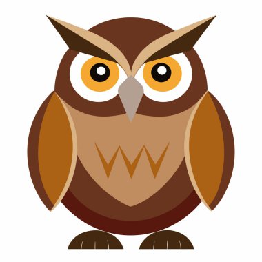 Şirin Baykuş Grafiği: 124; Düzenlenebilir EPS Kuş Vektörü