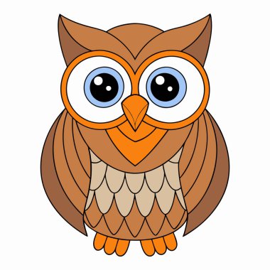 Şirin Baykuş Grafiği: 124; Düzenlenebilir EPS Kuş Vektörü