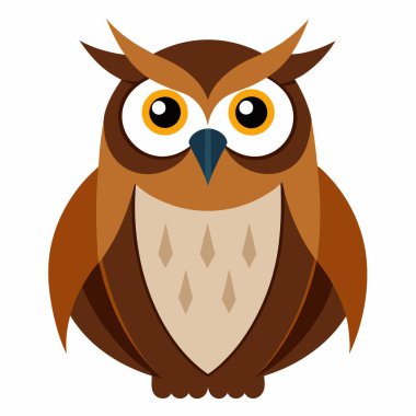 Şirin Baykuş Grafiği: 124; Düzenlenebilir EPS Kuş Vektörü