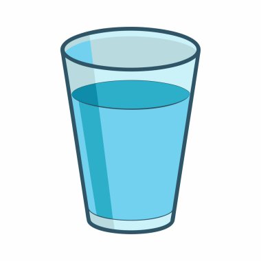 Temiz Su Kadehi (124) Sağlıklı İçecek Düz Vektör Çizimi