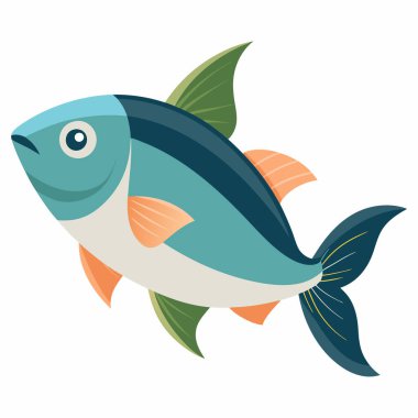 Beyaz Vektör İllüstrasyonunda İzole edilmiş Balık (EPS Grafiksel)