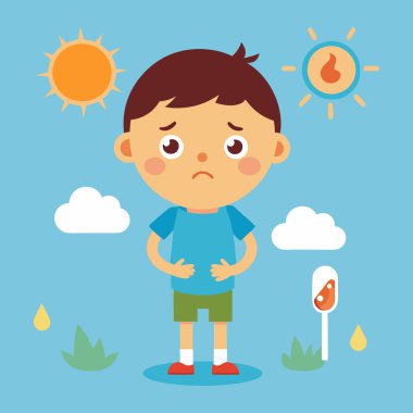 Sıcak hava dalgasından muzdarip Şirin Küçük Çocuk.