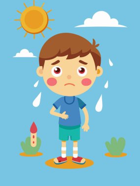 Sıcak hava dalgasından muzdarip Şirin Küçük Çocuk.