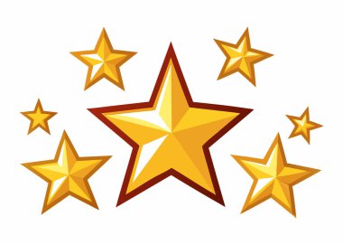 Beyaz Arkaplanda Yıldız Vektör Simgeleri Kümesi