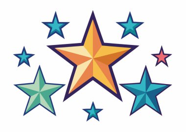 Beyaz Arkaplanda Yıldız Vektör Simgeleri Kümesi