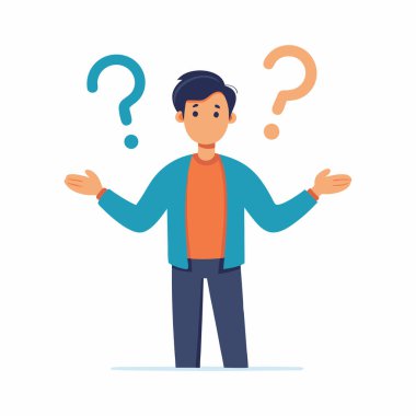 Şüpheci Genç Adam Yansıtıcı Vektör Sanatı