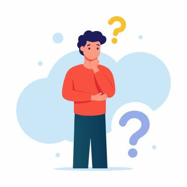 Şüpheci Genç Adam Yansıtıcı Vektör Sanatı