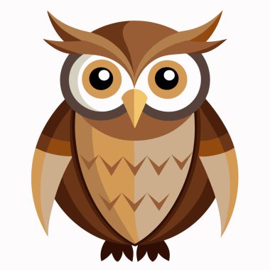 Beyaz Vektör Sanatı Üzerine Sevimli Çizgi Baykuş