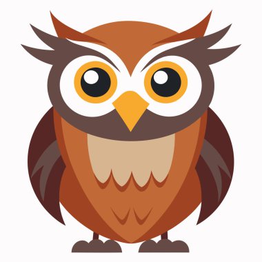 Beyaz Vektör Sanatı Üzerine Sevimli Çizgi Baykuş