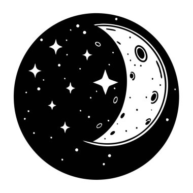 Ay Silüeti Vektör İllüstrasyonu: 124; Beyaz Arkaplanda EPS Göksel Tasarımı