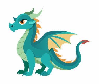 Vahşi Ejder Çizgi Filmi Karakteri Vektör İllüstrasyonu