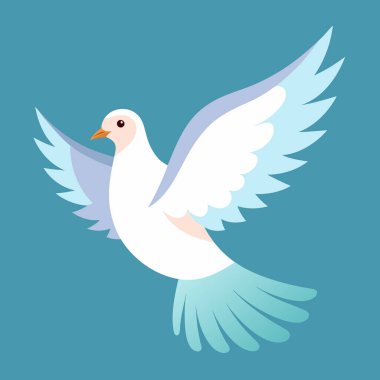 Uçan Mavi Barış Güvercini Vektör İllüstrasyonu