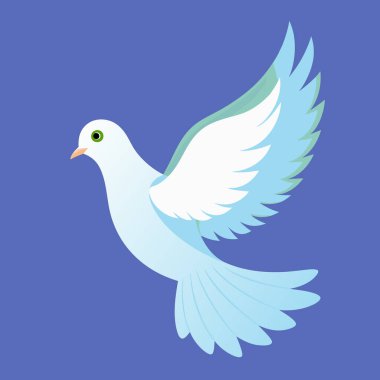 Uçan Mavi Barış Güvercini Vektör İllüstrasyonu