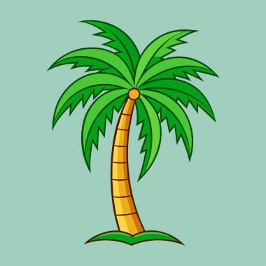 Tropikal Palmiye Ağacı Çizgi Filmi: 124; Düzenlenebilir EPS Vektörü Grafiksel