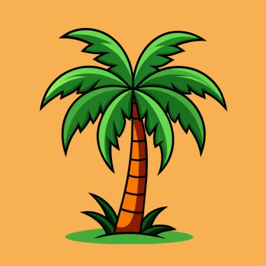 Tropikal Palmiye Ağacı Çizgi Filmi: 124; Düzenlenebilir EPS Vektörü Grafiksel