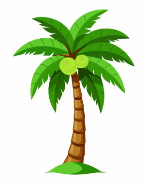 Tropikal Palmiye Ağacı Çizgi Filmi: 124; Düzenlenebilir EPS Vektörü Grafiksel