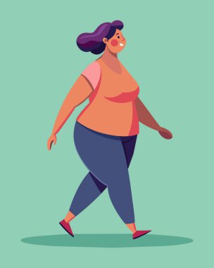 Kilolu Kadın Koşan Resimler: 124; Beyaz Arkaplanda Koşu Vektörü