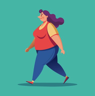 Kilolu Kadın Koşan Resimler: 124; Beyaz Arkaplanda Koşu Vektörü