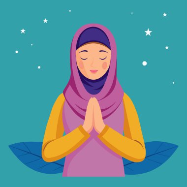 Başörtüsü Giyen Müslüman Kadın: İslami Vektör İllüstrasyonu