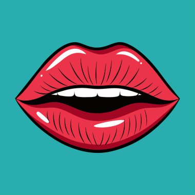 Şirin & Kalın Dudaklar Grafik the 124; Çizgi film Dudak Tasarım Vektörü