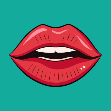 Şirin & Kalın Dudaklar Grafik the 124; Çizgi film Dudak Tasarım Vektörü