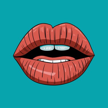 Şirin & Kalın Dudaklar Grafik the 124; Çizgi film Dudak Tasarım Vektörü