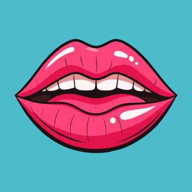 Şirin & Kalın Dudaklar Grafik the 124; Çizgi film Dudak Tasarım Vektörü