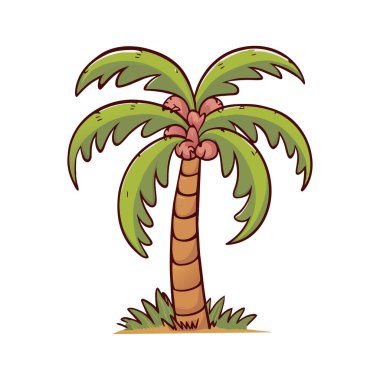 Hindistan Cevizi Palmiyesi Vektörü: 124; Doğa & Plaj İllüstrasyonu