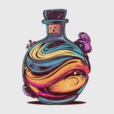 İksir Şişesi Çizgi Filmi - 124; Düzenlenebilir EPS Sihirli ve Fantezi Grafiği - 124; Fantezi Sihir İksiri İksiri Vektörü - 124; Büyücülük ve İksir İllüstrasyonu