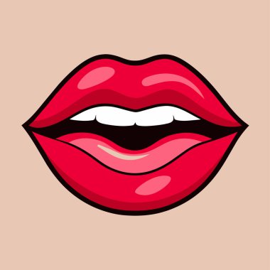 Şirin & Kalın Dudaklar Grafik the 124; Çizgi film Dudak Tasarım Vektörü