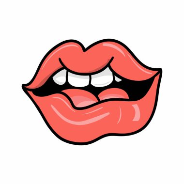 Şirin & Kalın Dudaklar Grafik the 124; Çizgi film Dudak Tasarım Vektörü