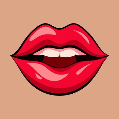 Şirin & Kalın Dudaklar Grafik the 124; Çizgi film Dudak Tasarım Vektörü