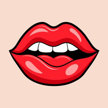Şirin & Kalın Dudaklar Grafik the 124; Çizgi film Dudak Tasarım Vektörü
