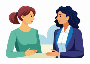 Beyaz Arkaplanda İki Kadın İş İletişim Vektörü İllüstrasyonu