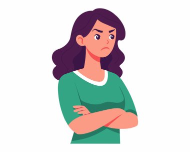 üzgün kadın çizgi film vektör çizimi grafik tasarımı