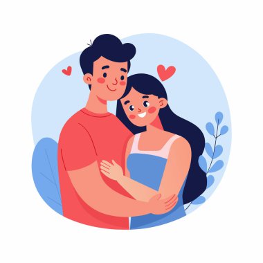 Sevgi Çifti Kucaklaşması: 124; İlişki ve Aşk Kavramı Vektörü: 124; Düzenlenebilir EPS Karikatür Sarılması